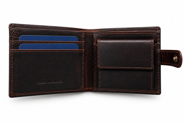 Cartera billetera hombre piel marrón oscura