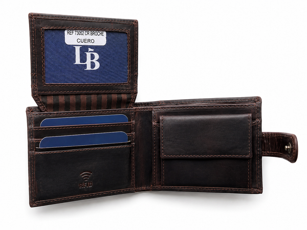 Cartera billetera hombre piel marrón oscura