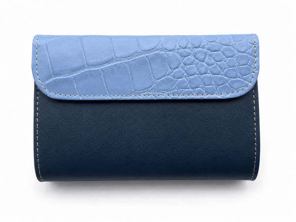 Cartera billetera mujer piel azul