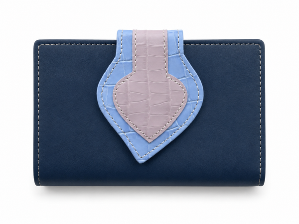 Cartera billetera mujer piel azul