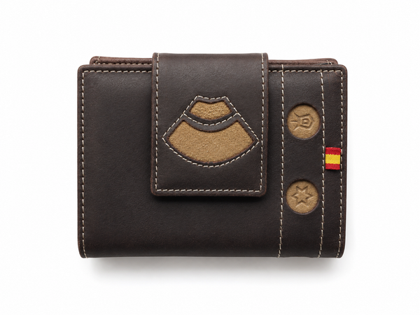Cartera billetera mujer piel marrón oscura