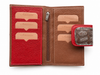 Cartera billetera mujer piel marron rojo