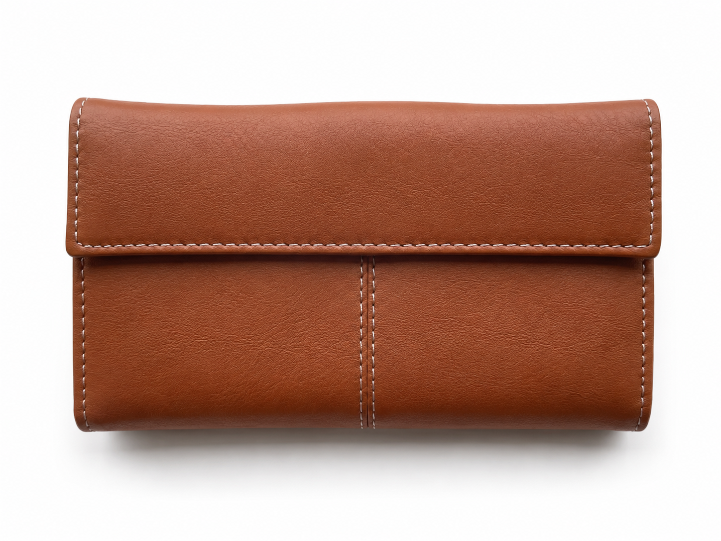 Cartera billetera mujer piel marron rojo
