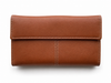 Cartera billetera mujer piel marron rojo