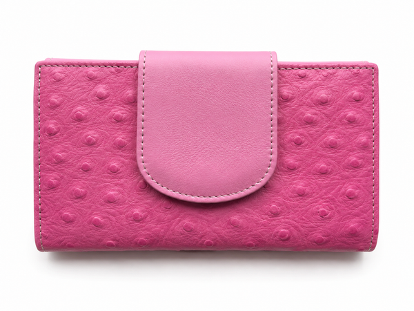 Cartera billetera mujer piel rosa