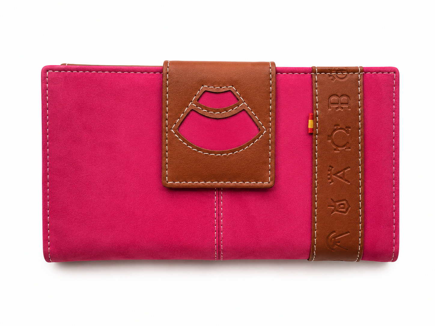 Cartera billetera mujer piel rosa fuerte