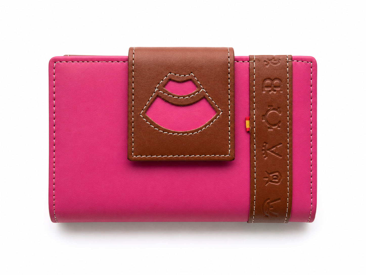 Cartera billetera mujer piel rosa fuerte 