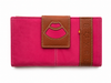 Cartera billetera mujer piel rosa fuerte