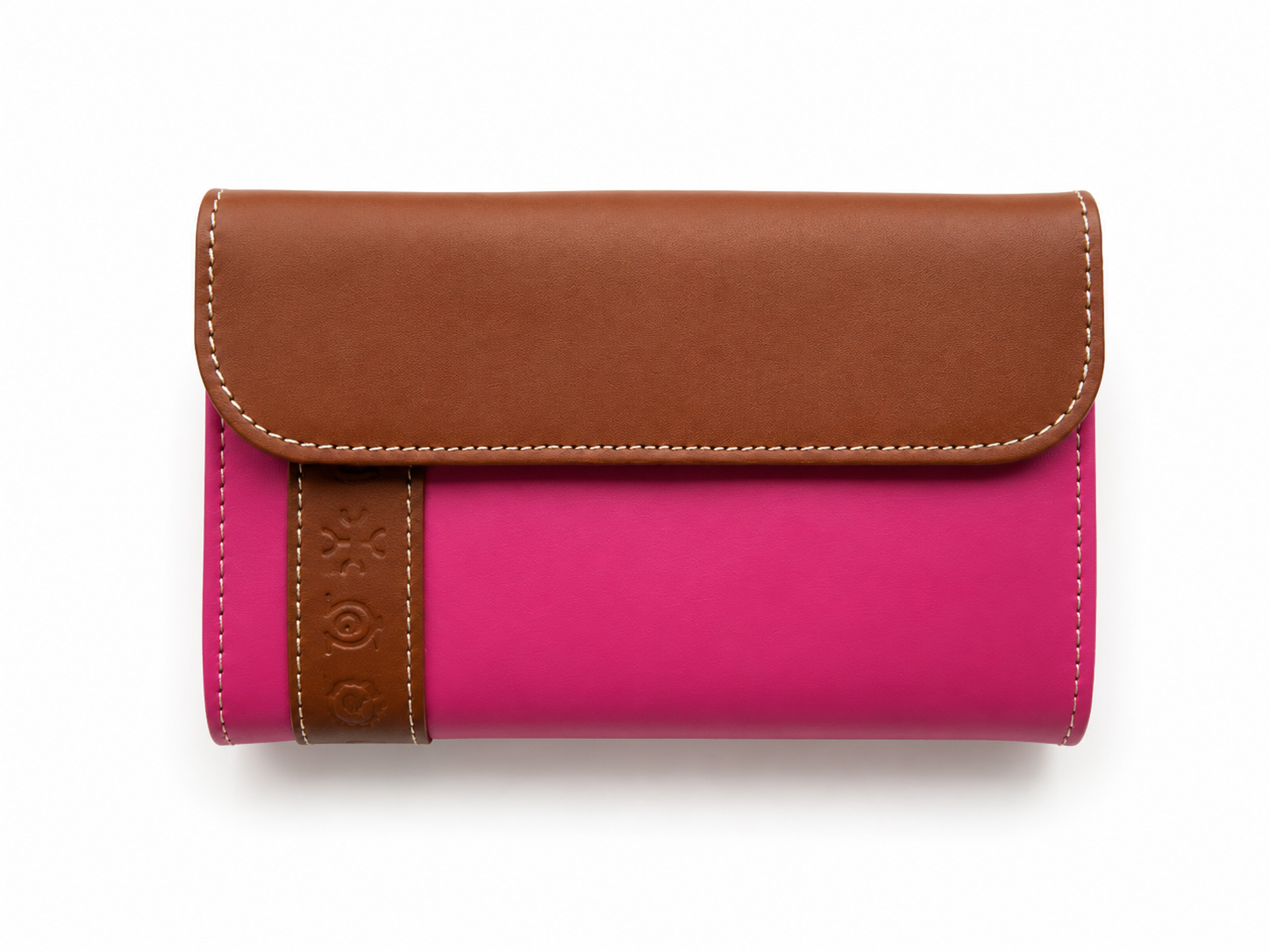 Cartera billetera mujer piel rosa fuerte