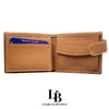 Cartera hombre broche pespunte camel