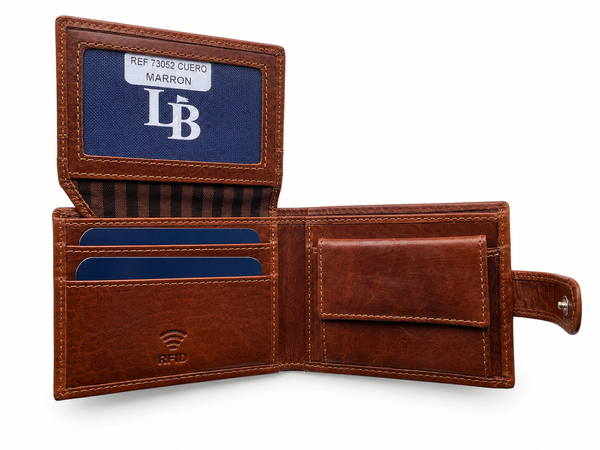Cartera hombre marrón broche
