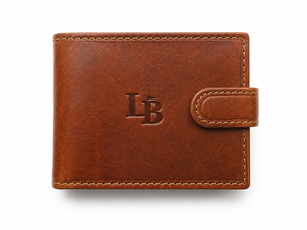 Cartera hombre marrón broche