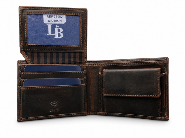 Cartera hombre marron oscura
