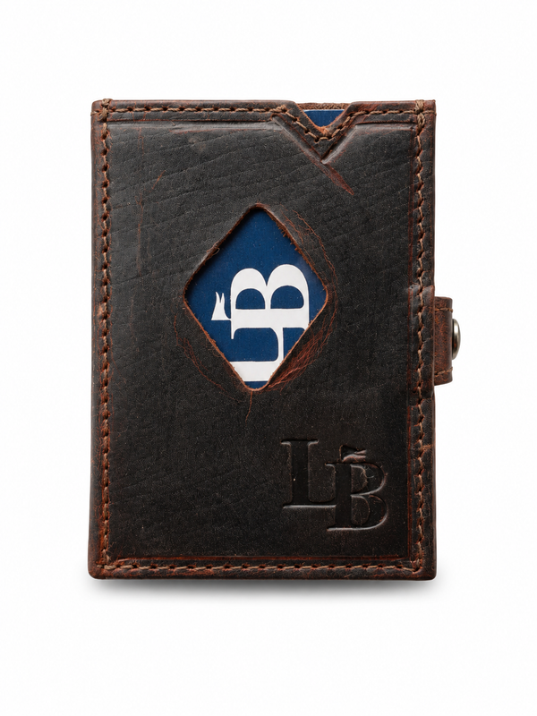 Cartera hombre marron oscura broche