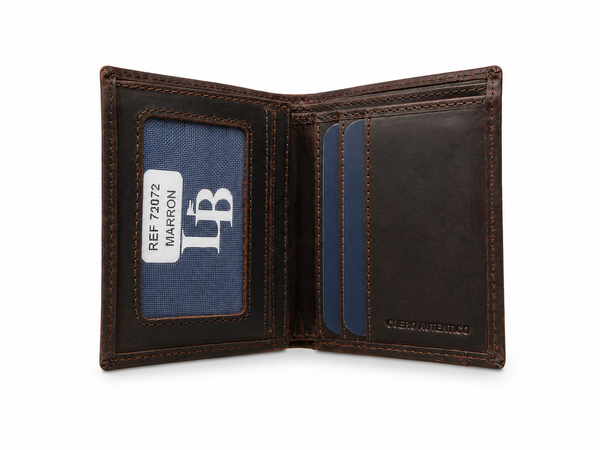 Cartera hombre marron oscura vertical