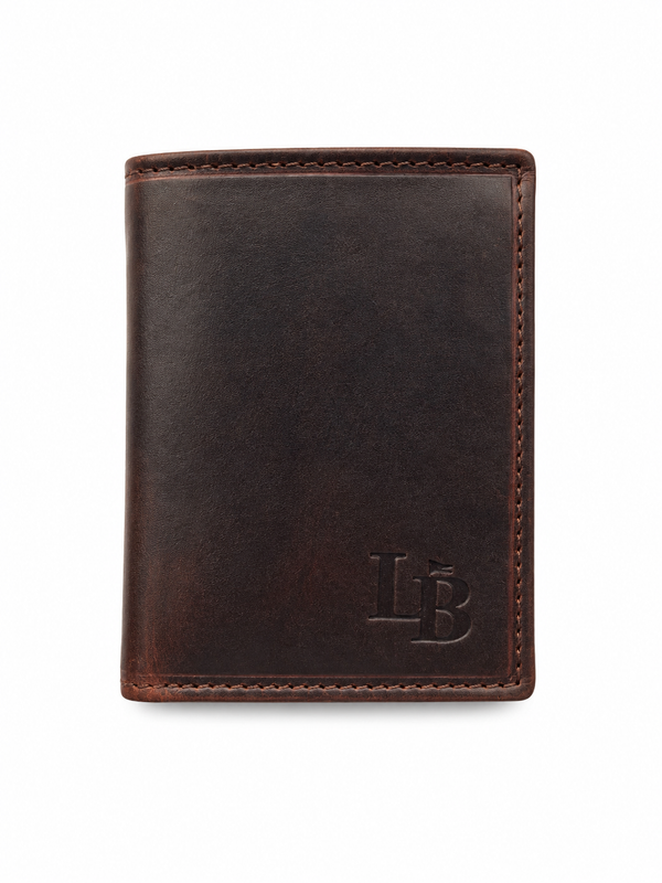 Cartera hombre marron oscura vertical