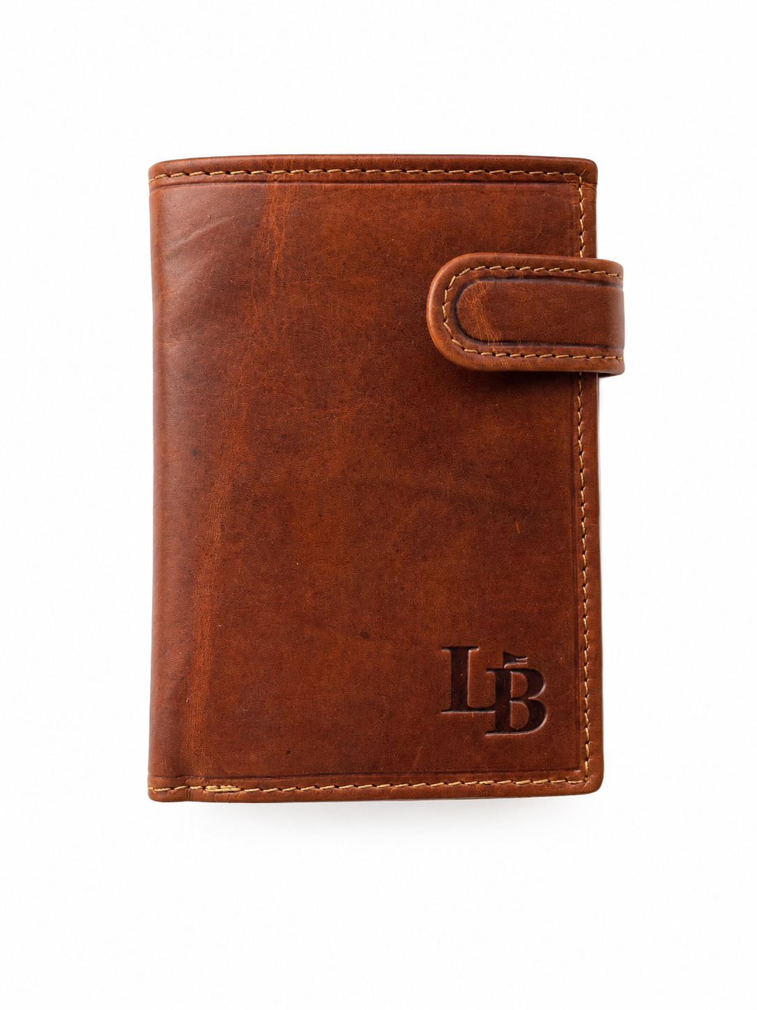 Cartera hombre marron vertical con broche