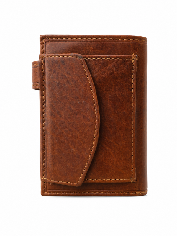 Cartera hombre marron vertical con broche