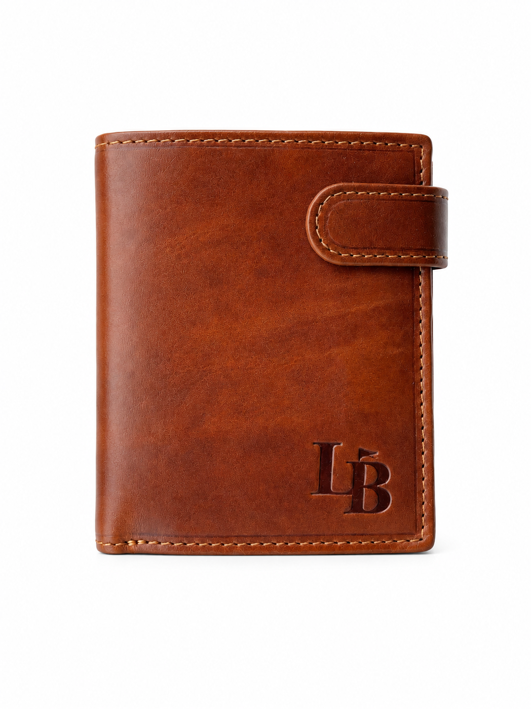 Cartera hombre marron vertical con broche