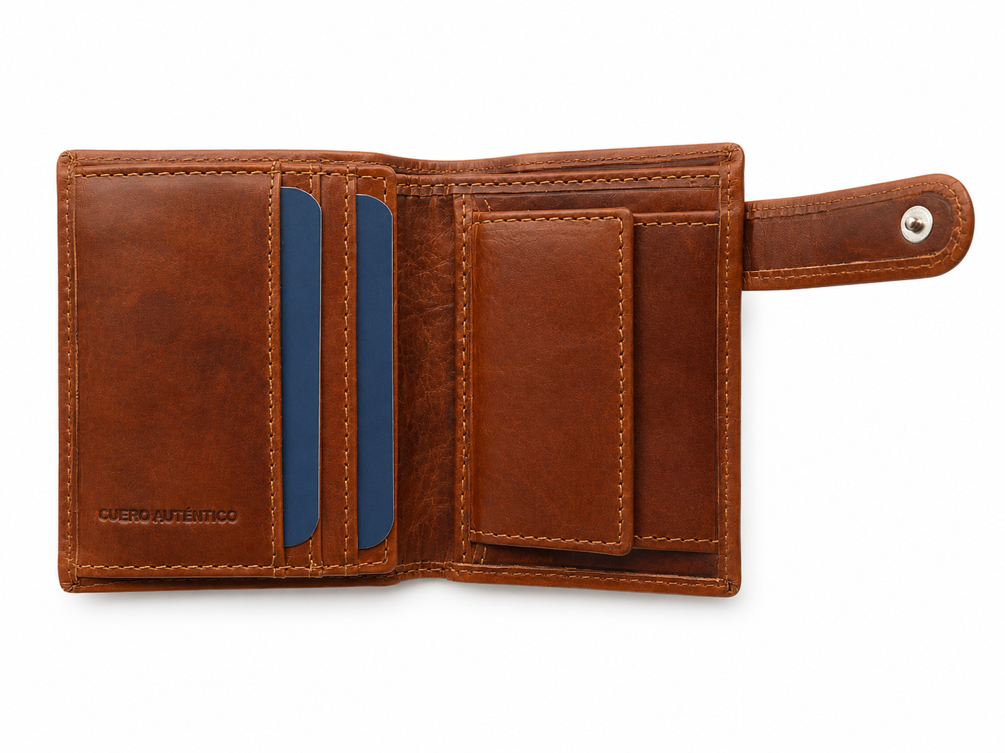 Cartera hombre marron vertical con broche