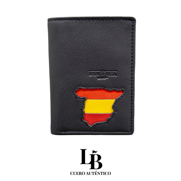 Cartera hombre negra mapa españa vertical