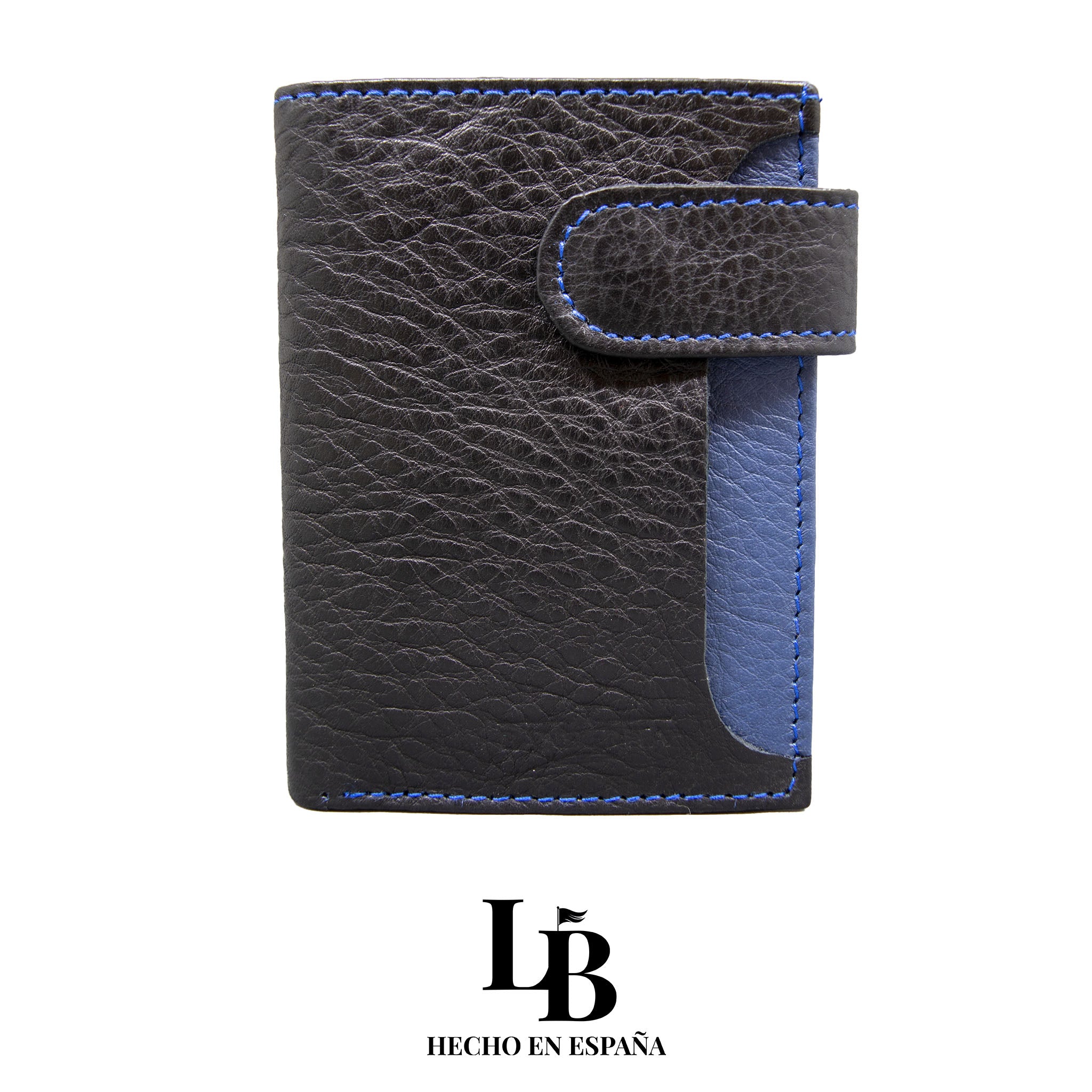 Cartera hombre piel azul y negro