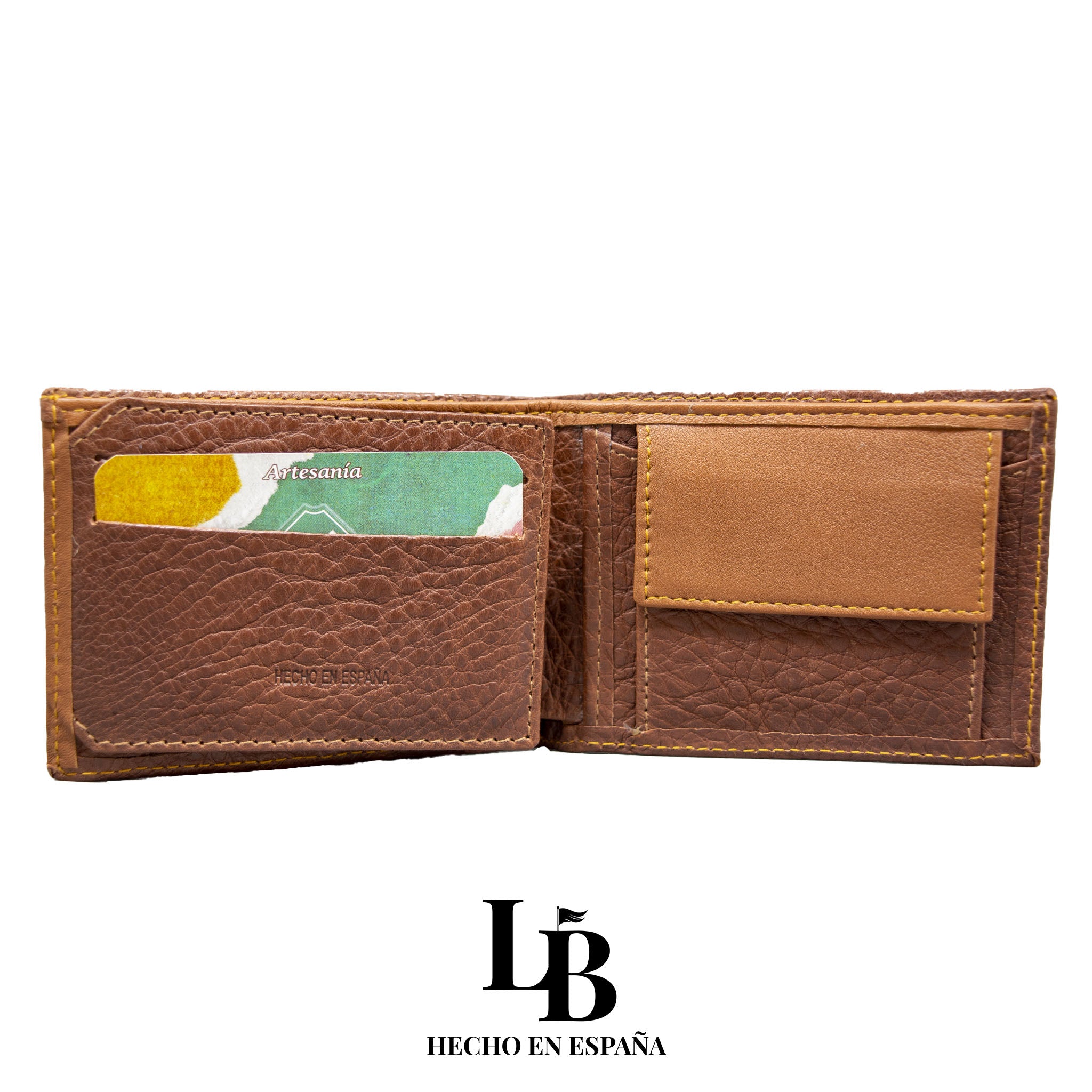 Cartera hombre piel camel marron