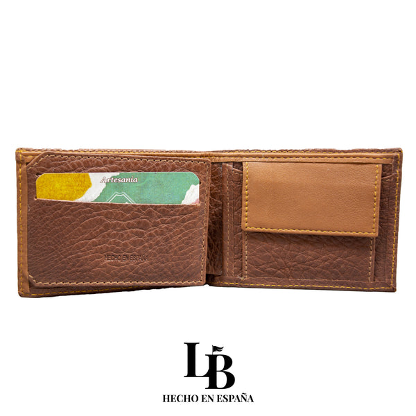 Cartera hombre piel camel marron