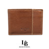 Cartera hombre piel camel pespunte