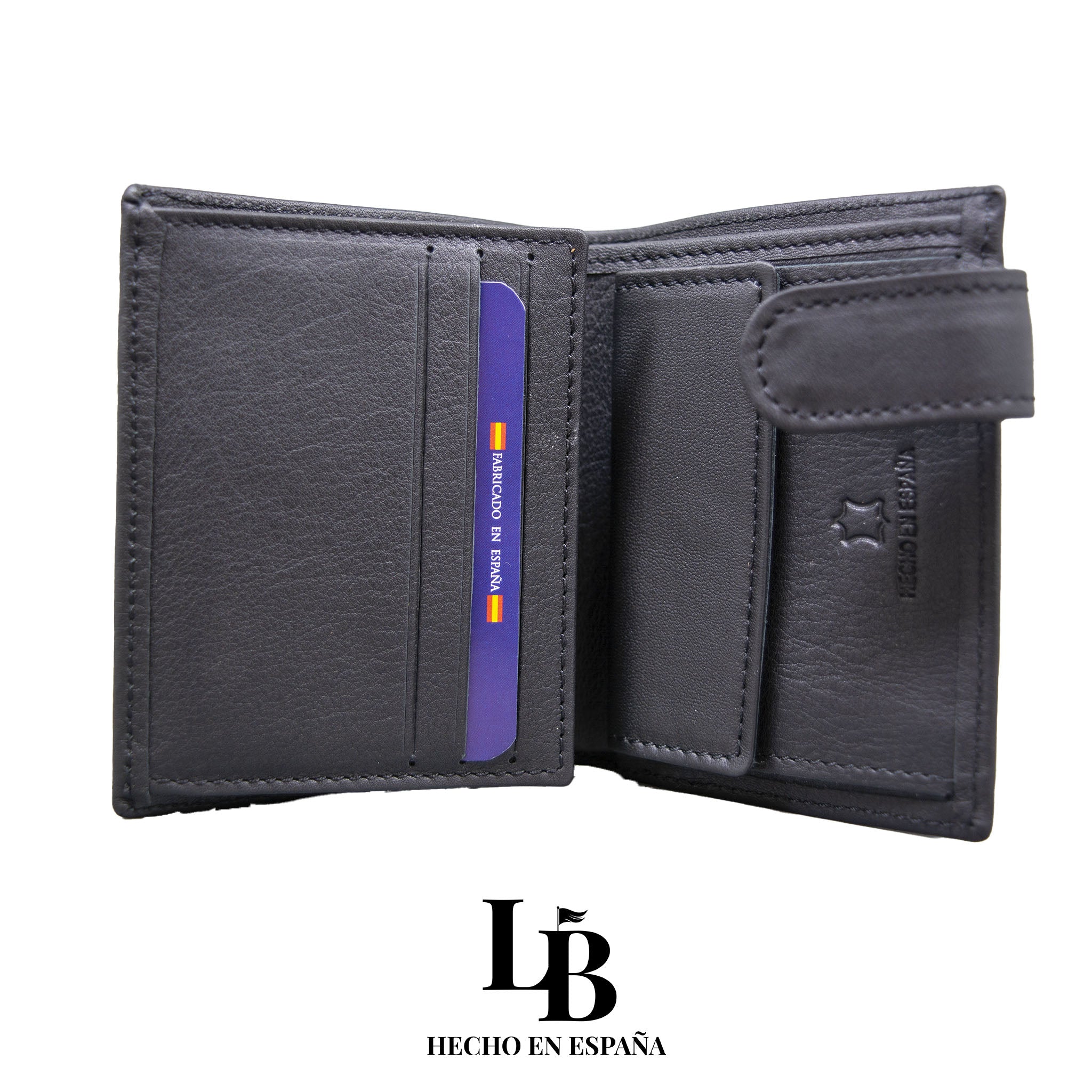 Cartera hombre piel negra mapa