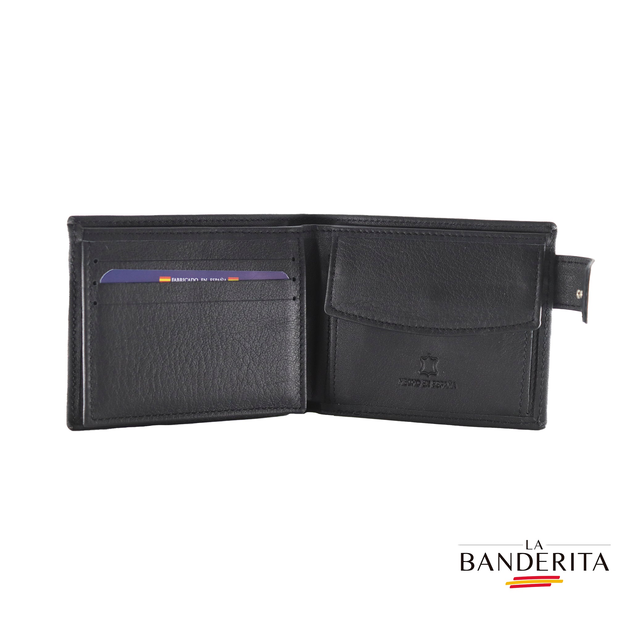 Cartera hombre piel negra mapa