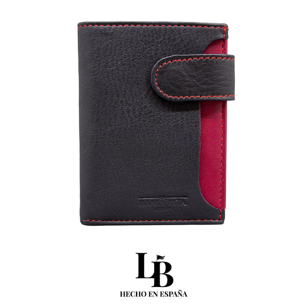 Cartera hombre piel negro y rojo