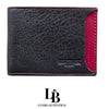 Cartera piel hombre negro y rojo