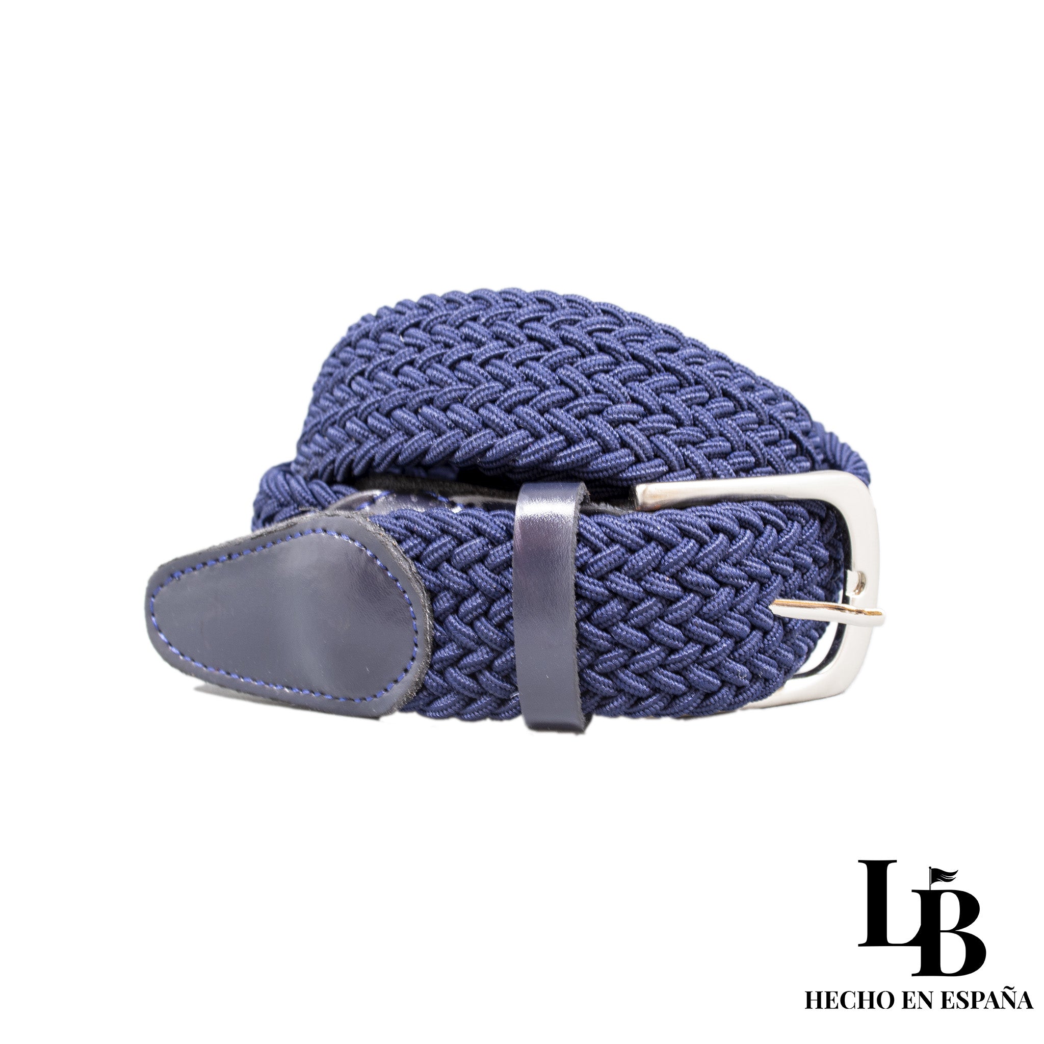 Cinturon trenzado azul piel