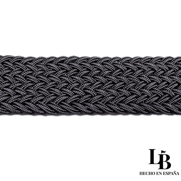 Cinturon trenzado negro piel
