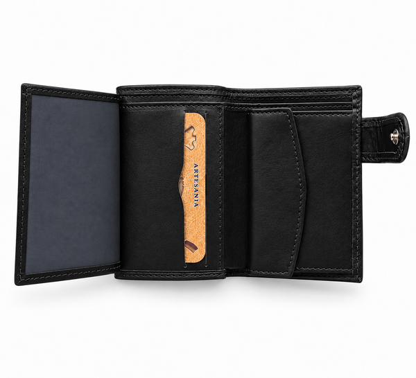Cartera negra cuero Águila de San Juan
