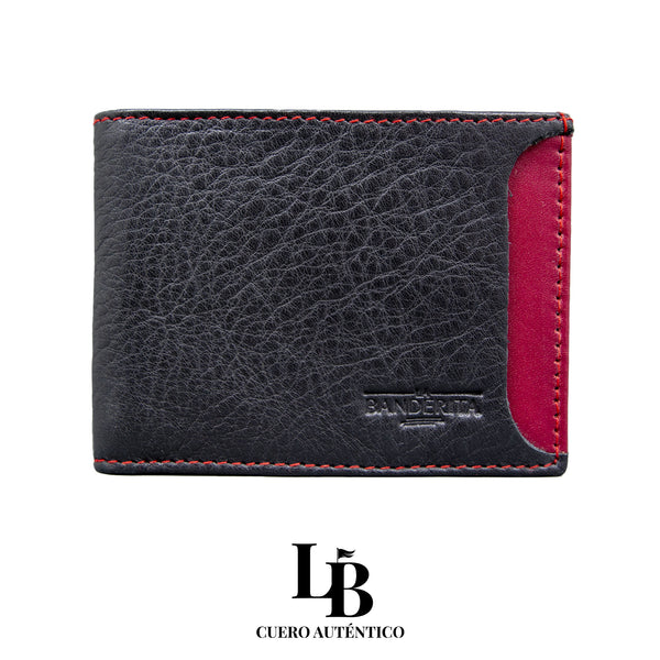 Cartera Clásica Negra y Roja de Piel | España Artesanal