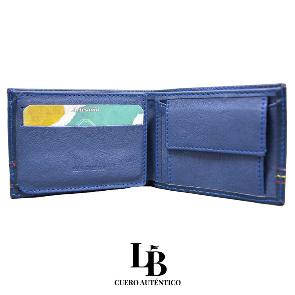 Cartera Azul Clásica de Piel | Elegancia Artesanal