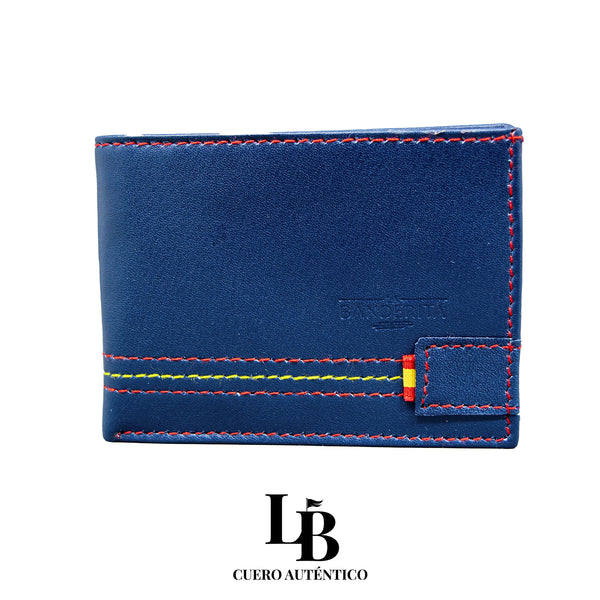 Cartera Azul Clásica de Piel | Elegancia Artesanal