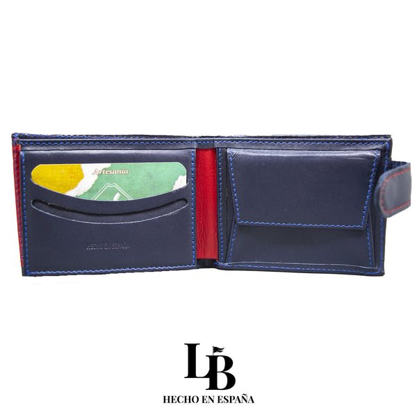 Cartera Azul Elegante de Piel | Artesanía Española