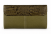 Cartera de Mujer Verde Oliva 16 × 10 cm con Estampado Cocodrilo