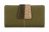 Cartera de Mujer Verde Oliva 16 × 10 cm con Estampado Cocodrilo