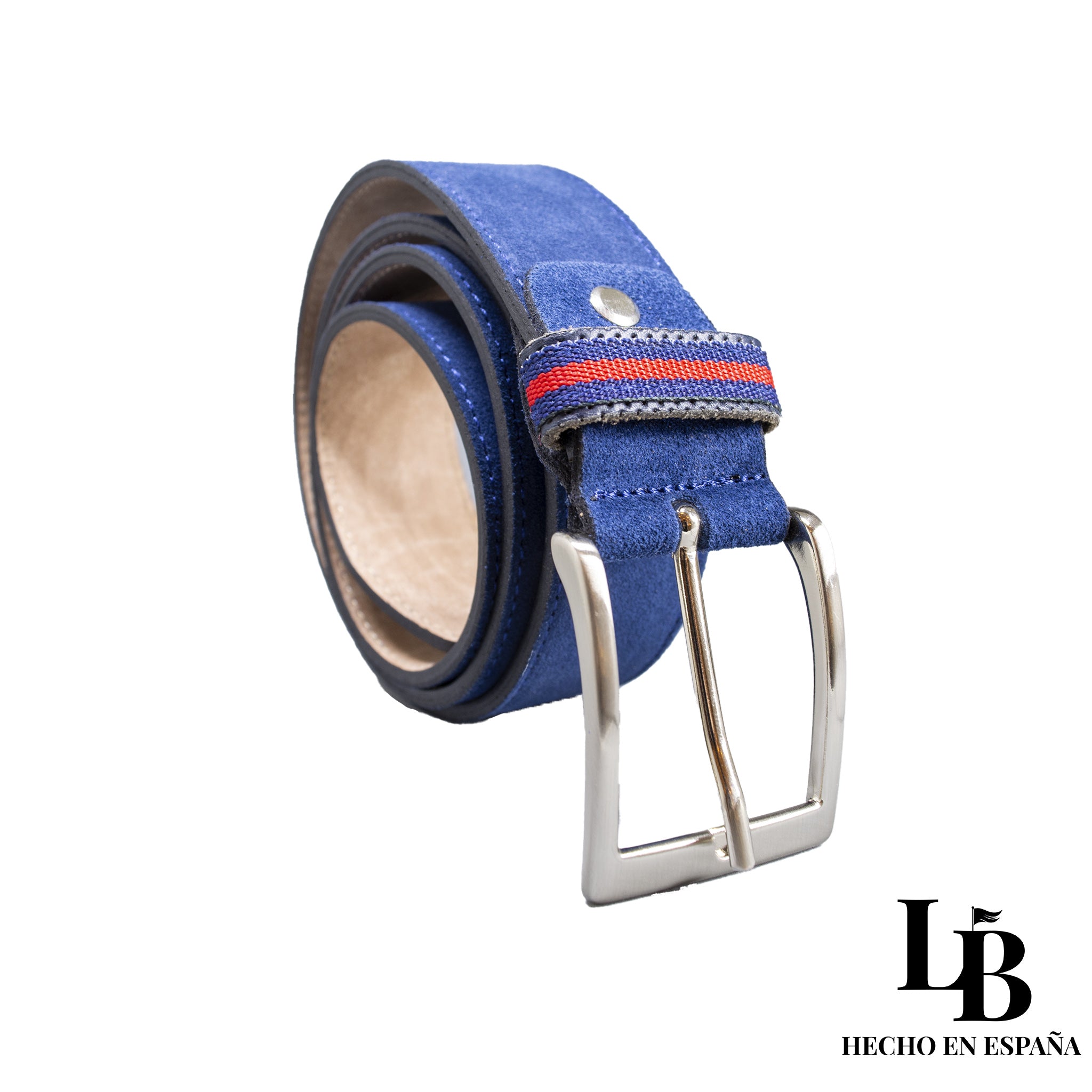 Cinturón de Piel Nobuk Azul - Elegancia Suave y Versátil