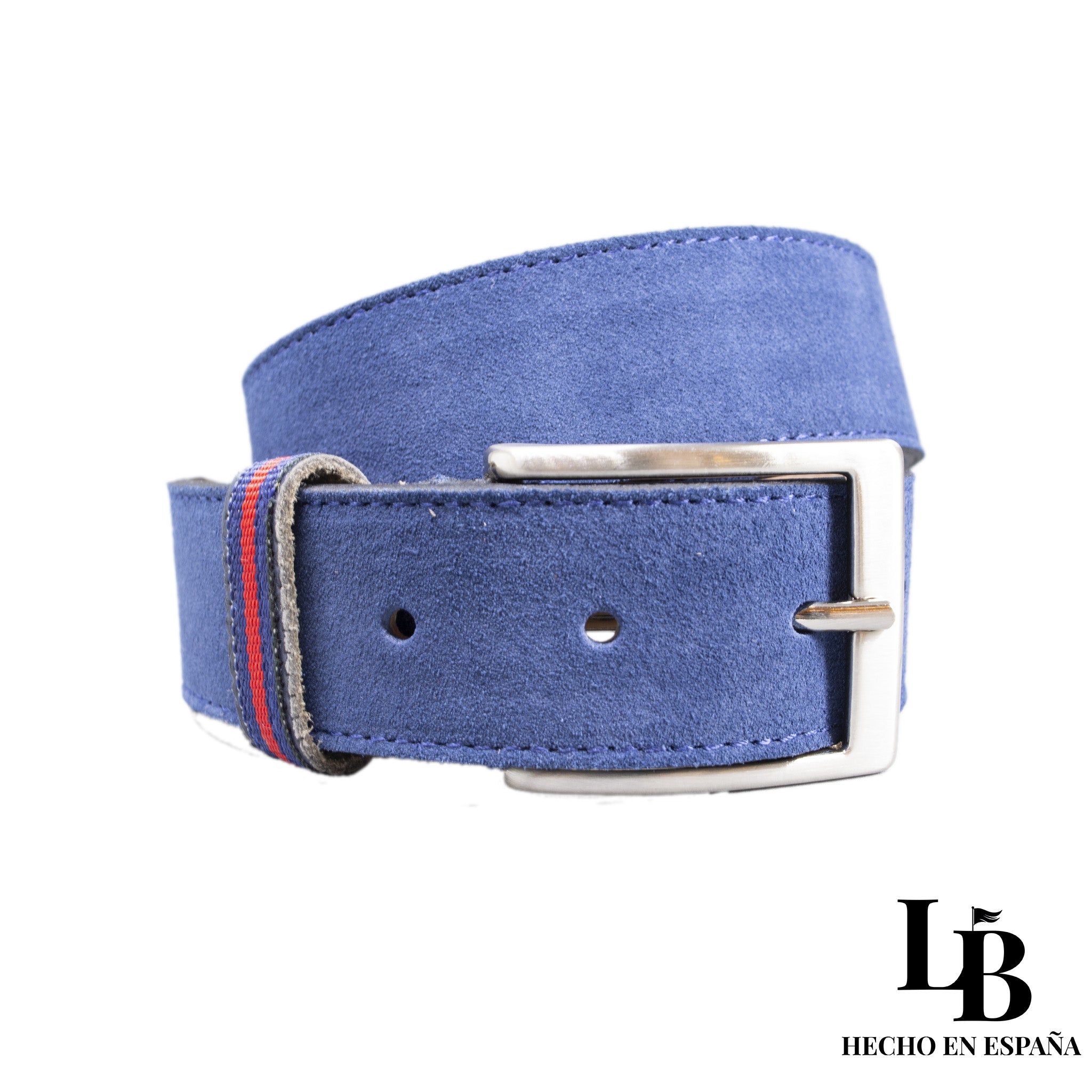 Cinturón de Piel Nobuk Azul - Elegancia Suave y Versátil