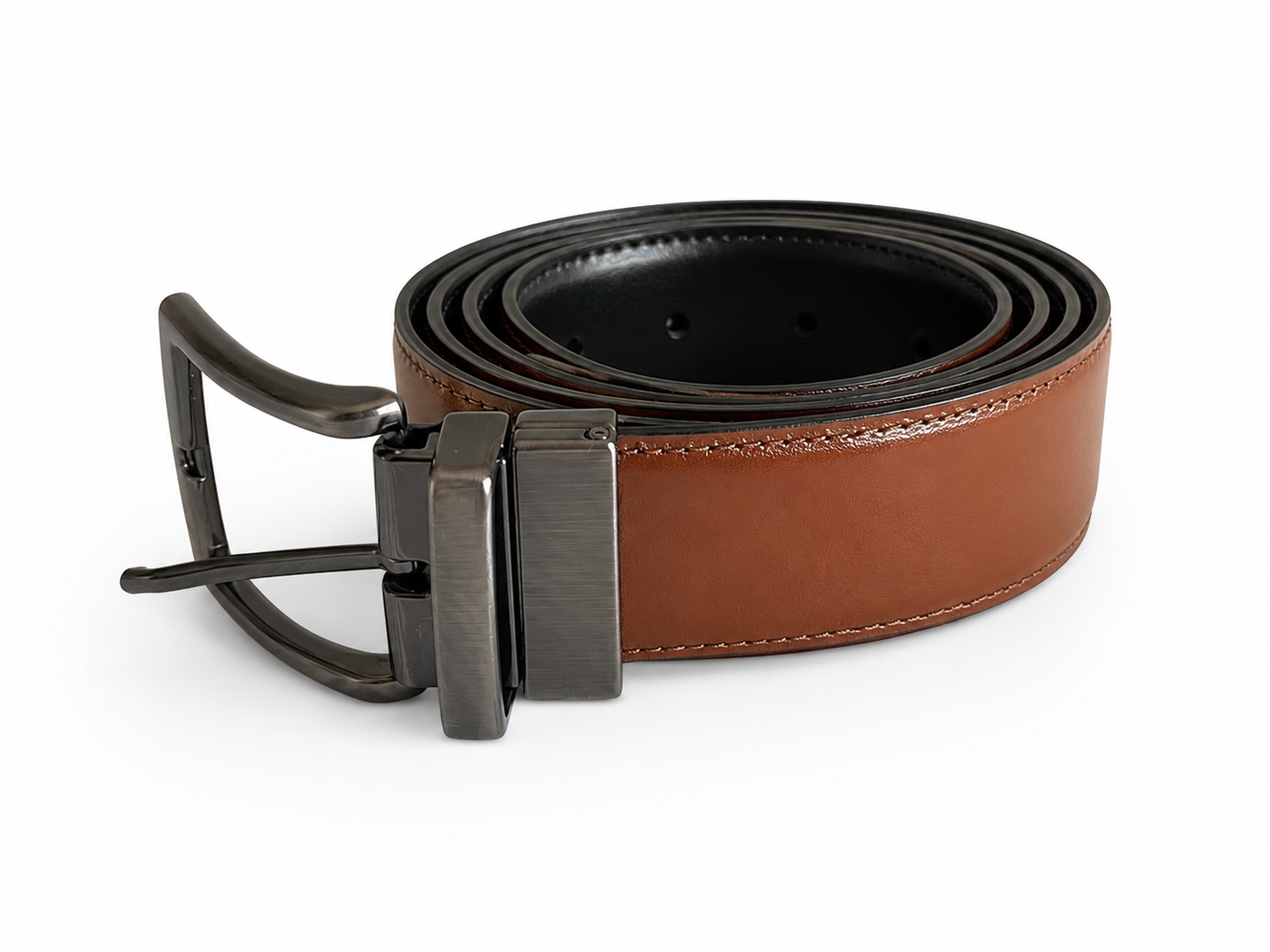 Cinturón Reversible de Cuero Camel y Negro | La Banderita