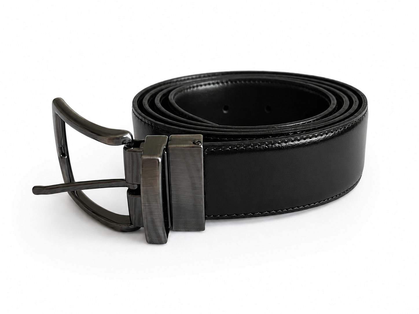 Cinturón Reversible de Cuero Marrón Oscuro y Negro | La Banderita