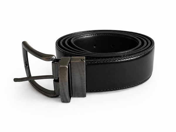 Cinturón Reversible de Cuero Marrón Oscuro y Negro | La Banderita