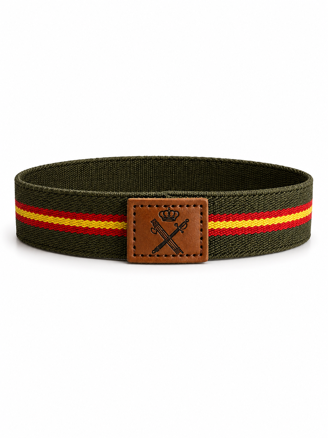 Pulsera Guardia Civil | Goma Elástica Verde con Parche Grabado y Bandera de España
