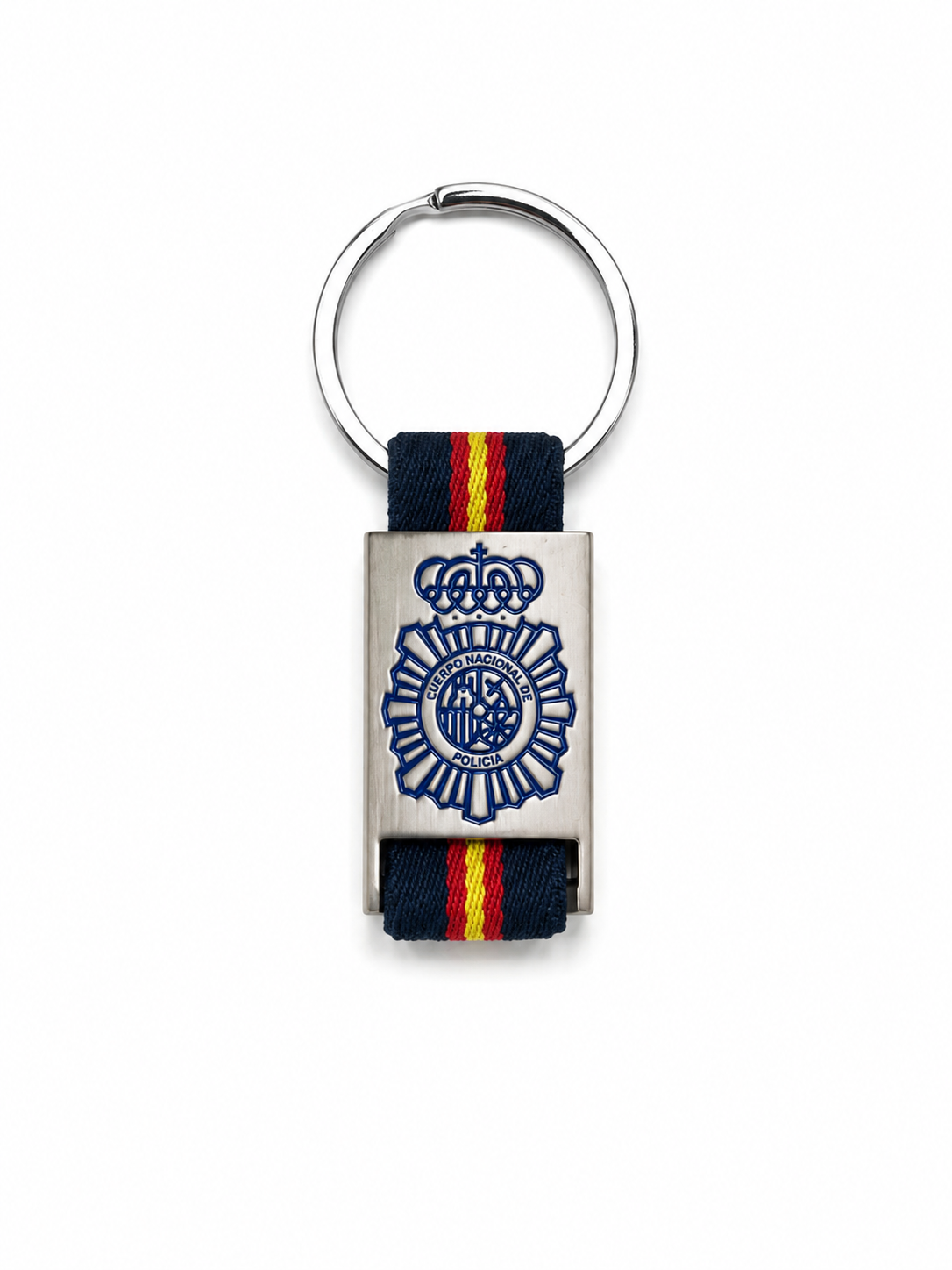 Llavero Policía Nacional Azul Metal Grabado Láser