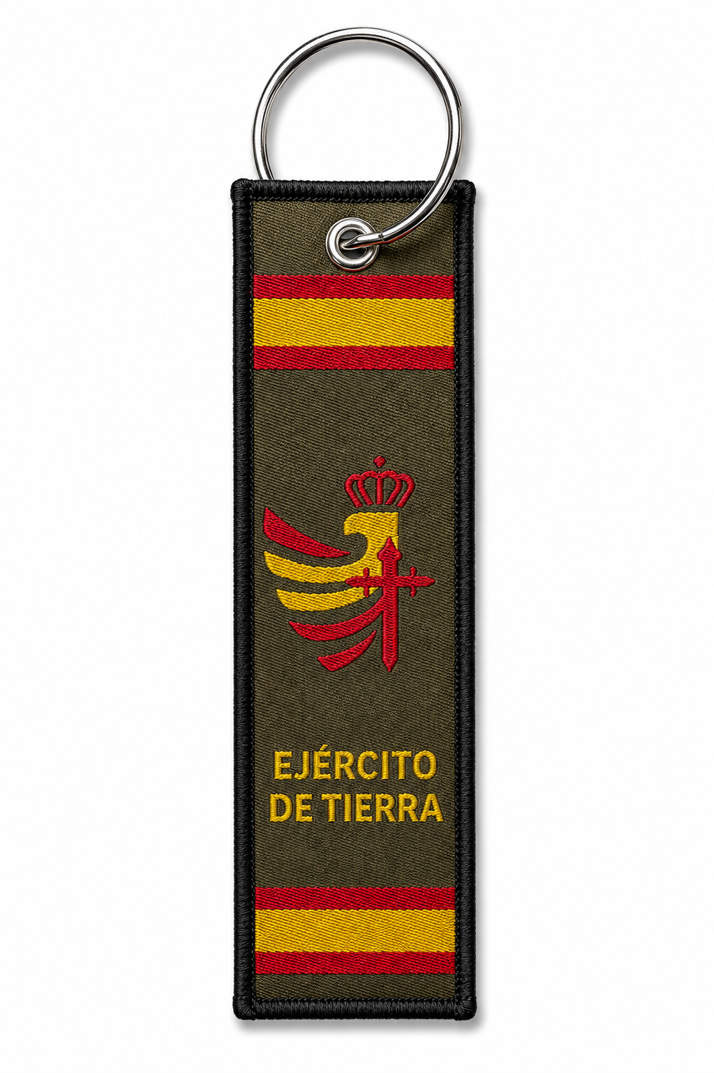 Llavero Tela Doble Cara Ejército de Tierra — Fondo Verde y Negro